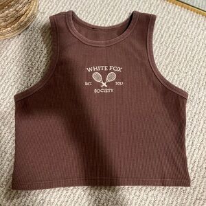 White Fox Boutique Chocolate Ribbed Tank